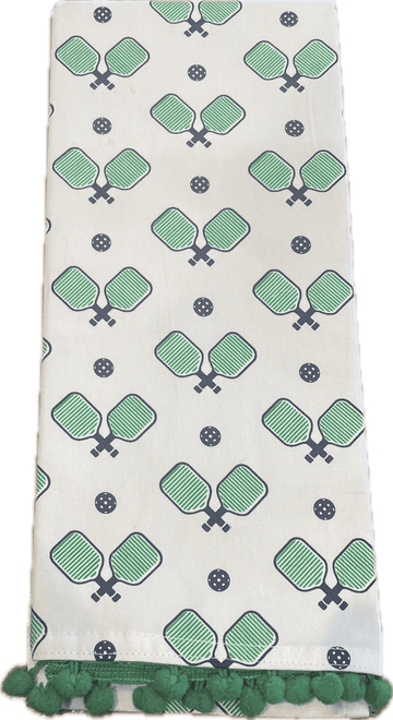 Screen Printed Linen Tea Towels - Green and Blue