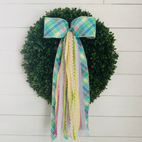 Spring Has Sprung Madras Plaid Wreath Ribbon