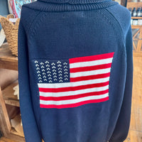 Americana Woman's Flag Cardigan- Navy