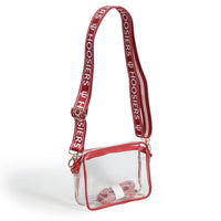 Clear Purse with Patterned Shoulder Straps - Indiana University