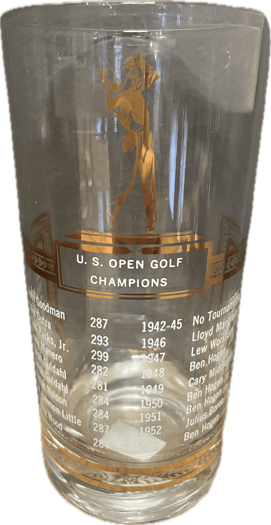 Vintage Sports Theme Glassware - U.S Open Golf Champions