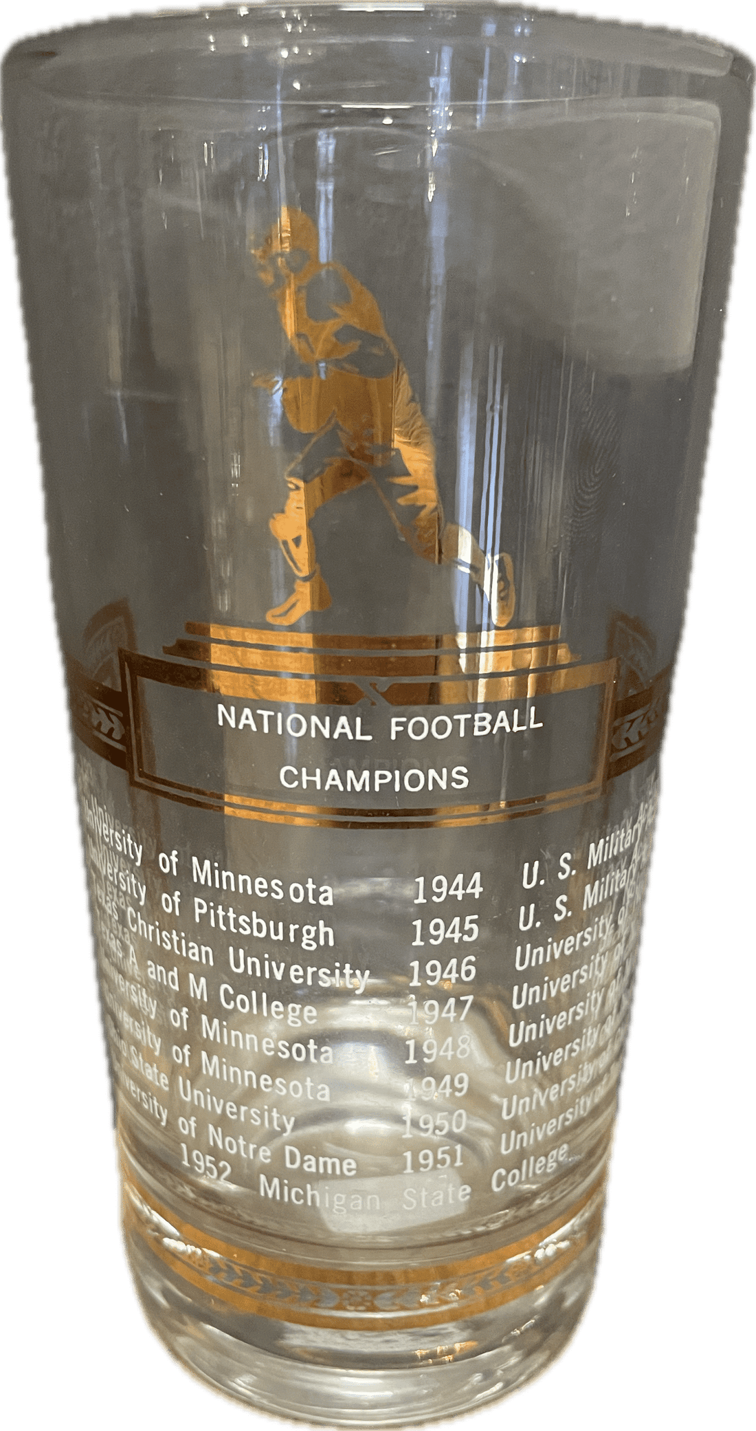 Vintage Sports Theme Glassware - National Football Champions