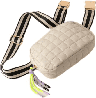 SHIRALEAH Ezra Quilted Nylon Belt Bag, Ivory