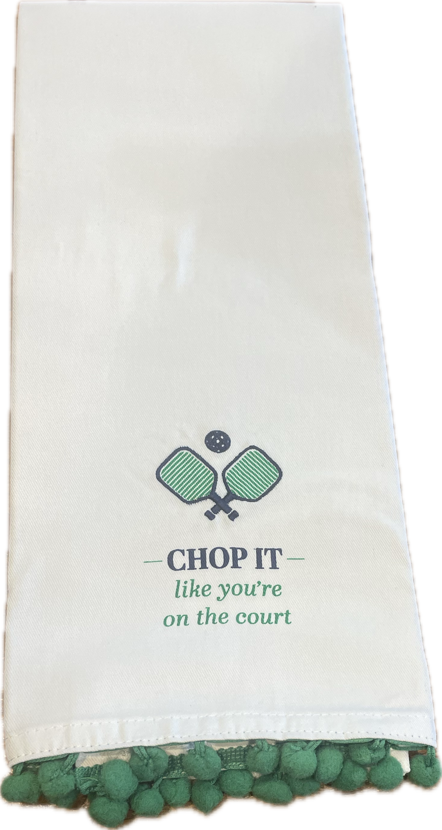 Needle Point and Screen Printed Linen Tea Towels - Chop It Like Your on the Court