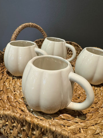 Pumpkin Shaped Mug- Ivory