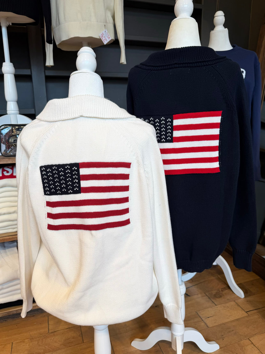 Americana Woman's Flag Cardigan- Navy