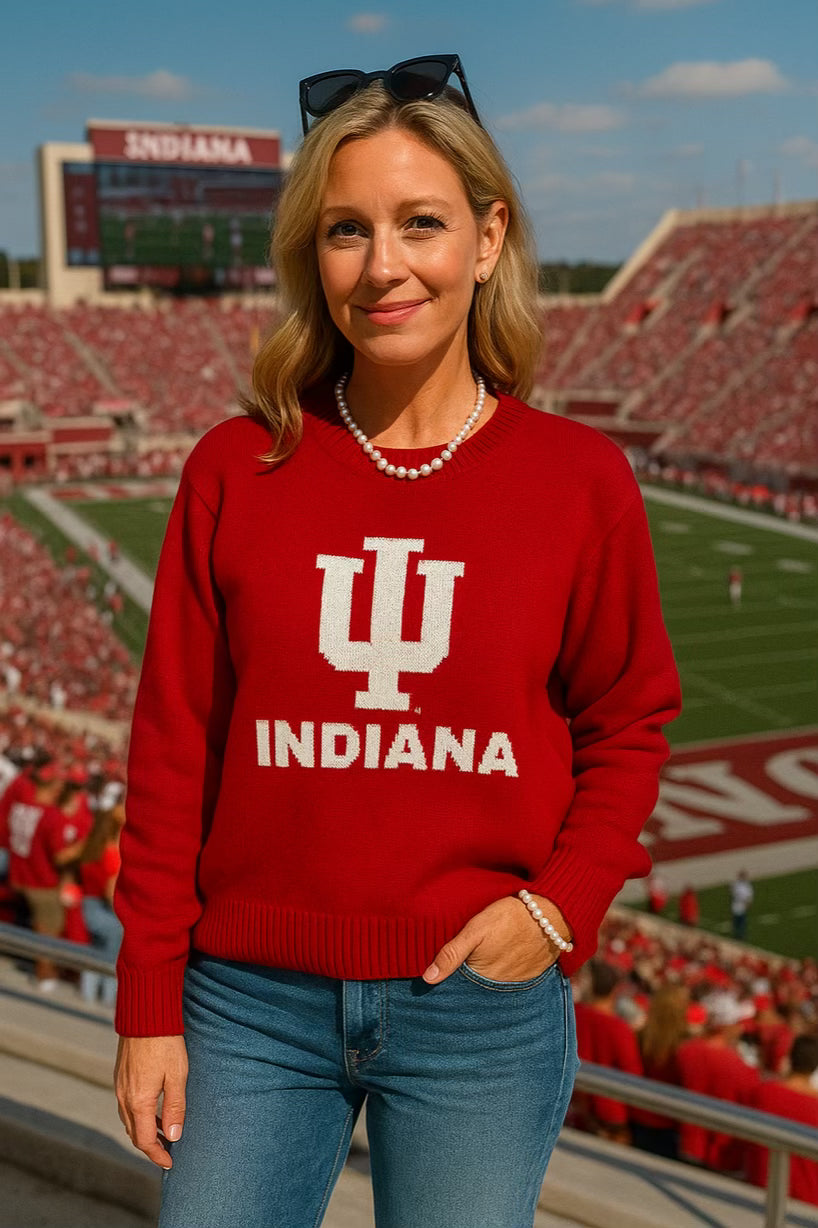 PREORDER ONLY- NEW STYLE ALERT! Red IU Indiana Sweater - Sweaters Arriving the week of January 27, 2026