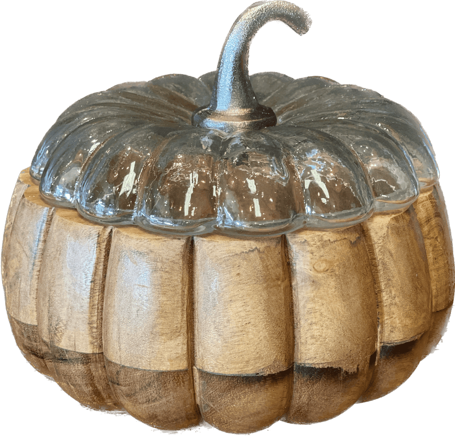 Wood and Glass Pumpkin with Lid