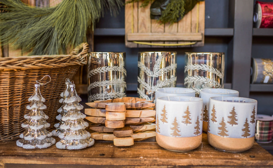 Brown and Blue Tree Candle - Fir