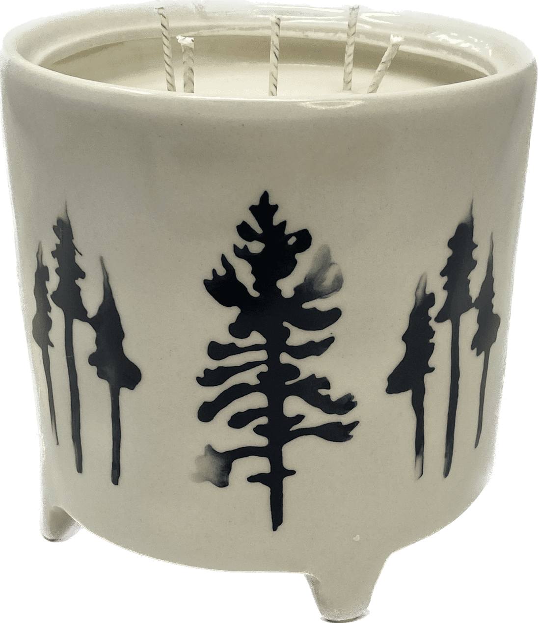 White with Black Pine Tree Design Candle - Lodge